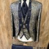 Costum bej/bleumarin ceremonie copii set 4 piese - K5187-3-Costume Copii