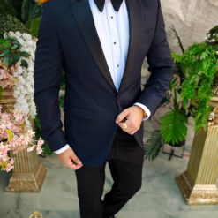 Costum bleumarin NASMIRE Sacou Pantalon si Papion C4900 3