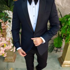 Costum bleumarin NASMIRE Sacou Pantalon si Papion C4900 4