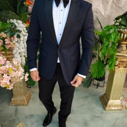 Costum bleumarin NASMIRE Sacou Pantalon si Papion C4900 5