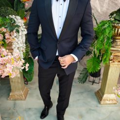 Costum bleumarin NASMIRE Sacou Pantalon si Papion C4900 6