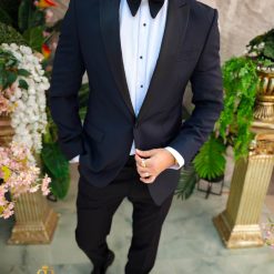 Costum bleumarin NASMIRE Sacou Pantalon si Papion C4900 7