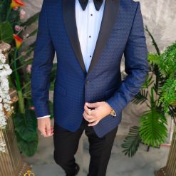 Costum bleumarin NASMIRE Sacou Pantalon si Papion C4908 3