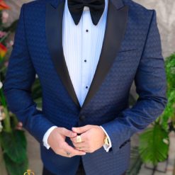 Costum bleumarin NASMIRE Sacou Pantalon si Papion C4908 4