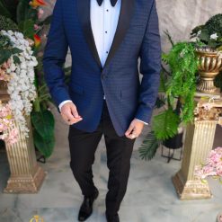 Costum bleumarin NASMIRE Sacou Pantalon si Papion C4908 5