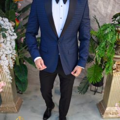 Costum bleumarin NASMIRE Sacou Pantalon si Papion C4908 7