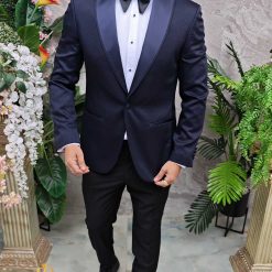 Costum bleumarin NASMIRE Sacou Pantalon si Papion C4910 3