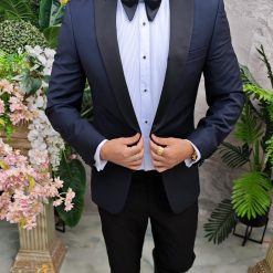 Costum bleumarin NASMIRE Sacou Pantalon si Papion C4911 3