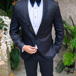 Costum bleumarin NASMIRE Sacou Pantalon si Papion C4924 3