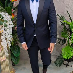 Costum bleumarin NASMIRE Sacou Pantalon si Papion C4925 3