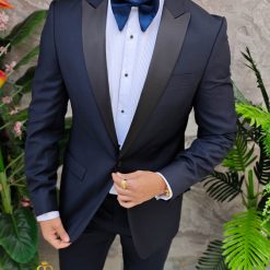 Costum bleumarin NASMIRE Sacou Pantalon si Papion C4925 4