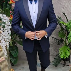 Costum bleumarin NASMIRE Sacou Pantalon si Papion C4932 3