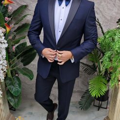 Costum bleumarin NASMIRE Sacou Pantalon si Papion C4932 4