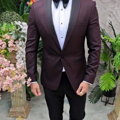 Costum bordeaux NASMIRE Sacou Pantalon si Papion C4913 5