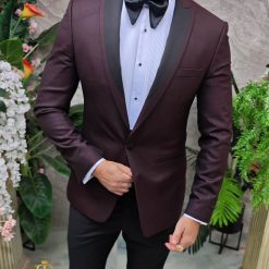 Costum bordeaux NASMIRE Sacou Pantalon si Papion C4913 6