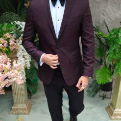 Costum bordeaux NASMIRE Sacou Pantalon si Papion C4914 5