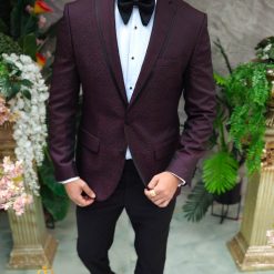 Costum bordeaux NASMIRE Sacou Pantalon si Papion C4914 6