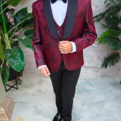 Costum bordeaux ceremonie copii set 4 piese K5272 6 3