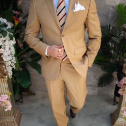 Costum de barbati bej Regular Fit Sacou si Pantalon C4841 4