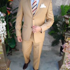 Costum de barbati bej Regular Fit Sacou si Pantalon C4841 9