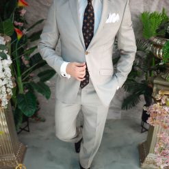 Costum de barbati bej Regular Fit Sacou si Pantalon C4853 6