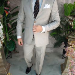 Costum de barbati bej Regular Fit Sacou si Pantalon C4853 7