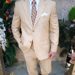 Costum de barbati bej din IN Regular Fit Sacou si Pantalon C4825 4