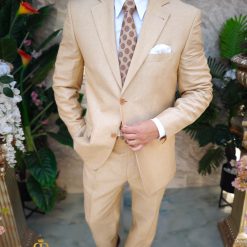 Costum de barbati bej din IN Regular Fit Sacou si Pantalon C4825 5