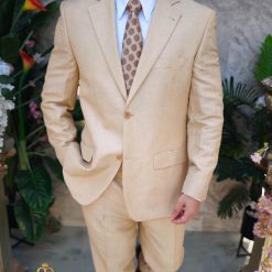 Costum de barbati bej din IN Regular Fit Sacou si Pantalon C4825 6