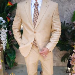 Costum de barbati bej din IN Regular Fit Sacou si Pantalon C4825 8