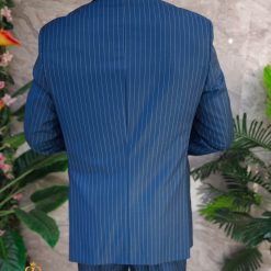Costum de barbati bleumarin cu dungi Regular Fit Sacou si Pantalon C4847 3