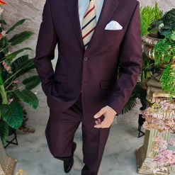 Costum de barbati bordeaux Regular Fit Sacou si Pantalon C4850 3