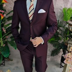 Costum de barbati bordeaux Regular Fit Sacou si Pantalon C4850 4