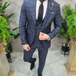 Costum de barbati gri inchis Sacou Vesta si Pantalon C4650 10