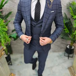 Costum de barbati gri inchis Sacou Vesta si Pantalon C4650 5