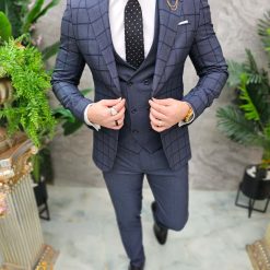 Costum de barbati gri inchis Sacou Vesta si Pantalon C4650 7
