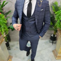 Costum de barbati gri inchis Sacou Vesta si Pantalon C4650 8