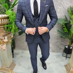 Costum de barbati gri inchis Sacou Vesta si Pantalon C4650 9