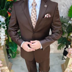 Costum de barbati maro Regular Fit Sacou si Pantalon C4824 2