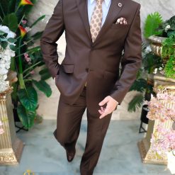 Costum de barbati maro Regular Fit Sacou si Pantalon C4824 5