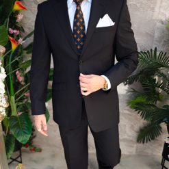 Costum de barbati negru Regular Fit Sacou si Pantalon C4842 3