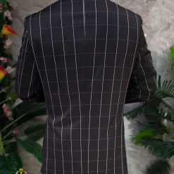 Costum de barbati negru in carouri Regular Fit Sacou si Pantalon C4845 3