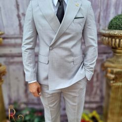 Costum elegant de barbati gri Sacou si Pantalon C3735 4