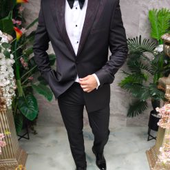 Costum negru NASMIRE Sacou Pantalon Papion C4837 4