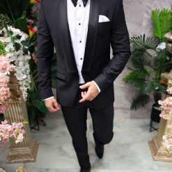 Costum negru NASMIRE Sacou Pantalon Papion C4838 5