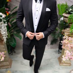 Costum negru NASMIRE Sacou Pantalon Papion C4838 6