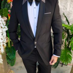 Costum negru NASMIRE Sacou Pantalon si Papion C4907 3