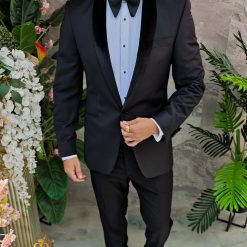 Costum negru NASMIRE Sacou Pantalon si Papion C4909 4