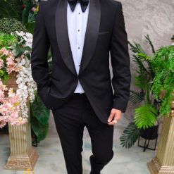 Costum negru NASMIRE Sacou Pantalon si Papion C4917 3