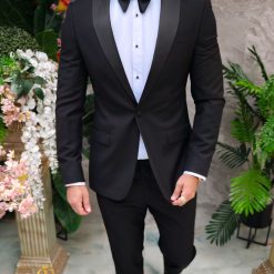 Costum negru NASMIRE Sacou Pantalon si Papion C4921 4